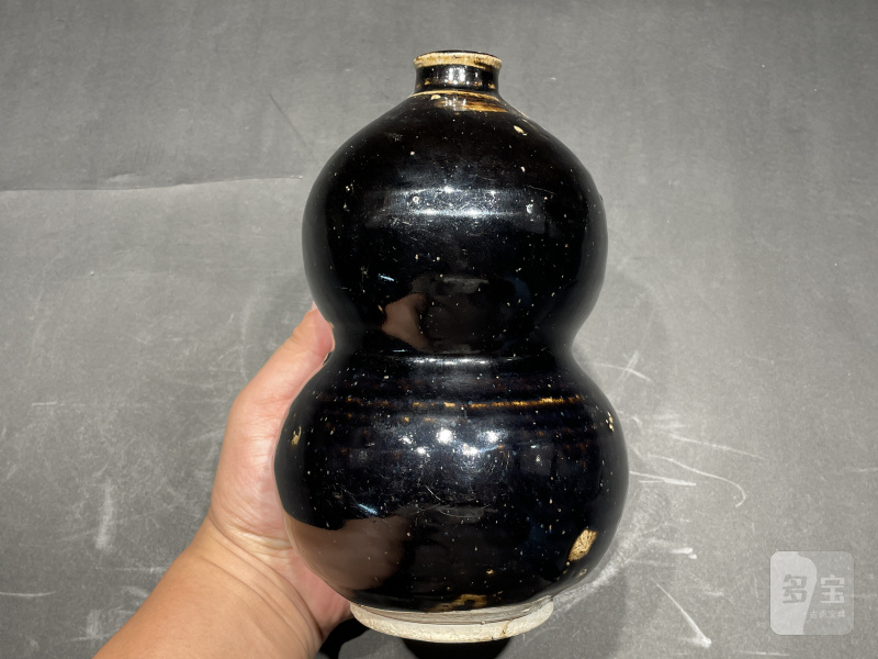 明 磁州窑黑釉葫芦瓶 - 图3